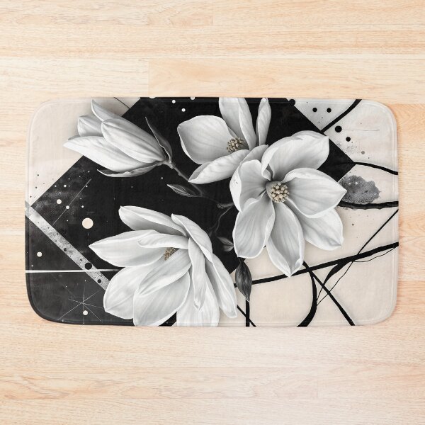 Item preview, White Magnolia Flowers, Abstract Black and White Art designed and sold by SolaoLab.