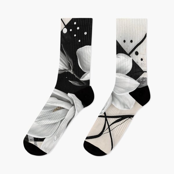 Item preview, White Magnolia Flowers, Abstract Black and White Art designed and sold by SolaoLab.