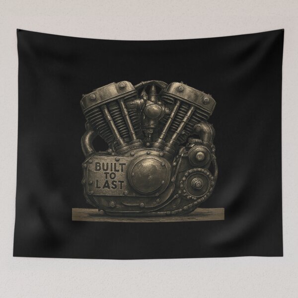 Item preview, Built to Last - Industrial Motorcycle Engine Illustration designed and sold by MKreative Studio.