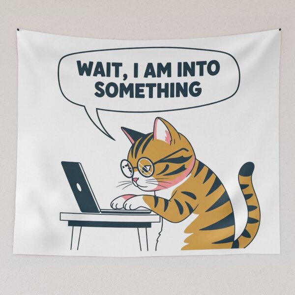 Item preview, Wait I Am Into Something Coding Cat - Funny Programmer Retro Design designed and sold by LoveDesignMania.
