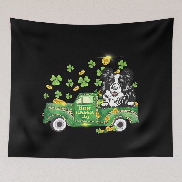 Item preview, Lucky Border Collie Truck Happy St Patricks Day Irish designed and sold by Moxizz.
