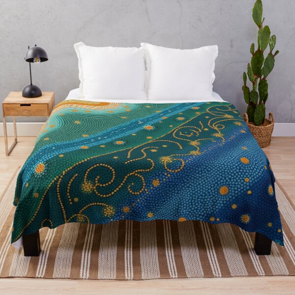 Item preview, Arte de puntos de inspiración aborigen: con olas coloridas designed and sold by GrinGalore.
