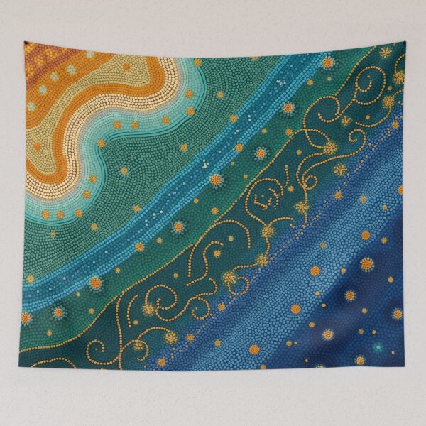 Item preview, Aboriginal Inspired Dot Art - With Colorful The Waves designed and sold by GrinGalore.