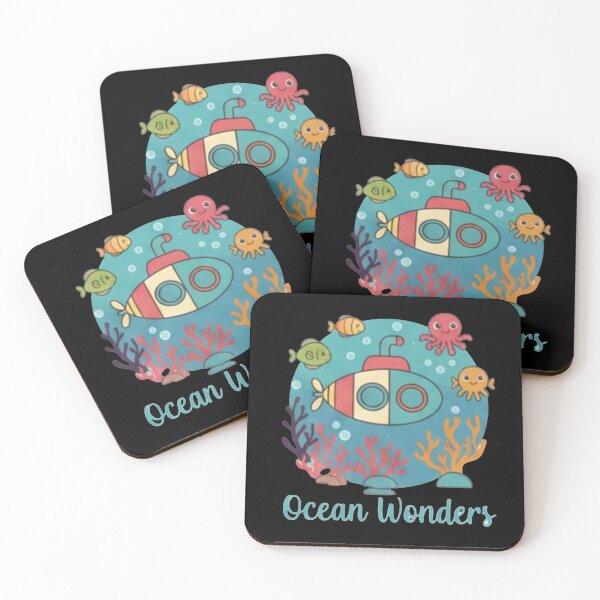 Item preview, Retro Pastel Ocean Wonders ​Cute Submarine and Coral Reef Illustration designed and sold by ZyVoAli.