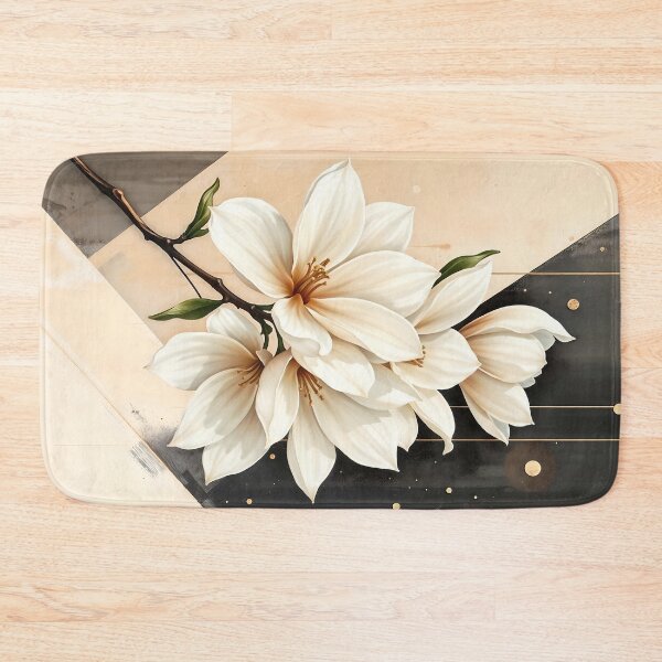 Item preview, White Magnolia Flowers, Abstract Grey and Beige artwork designed and sold by SolaoLab.