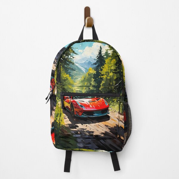 Item preview, Scarlet V12 roadster carving through sunlit forest track designed and sold by RevUpDesign.