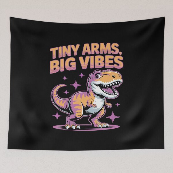 Item preview, Tiny Arms Big Vibes Funny T-Rex Dinosaur Sunset designed and sold by HORIZBoutique.