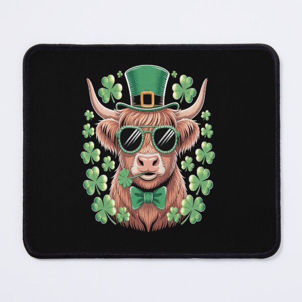 Artikelvorschau, Highland-Rinderprint, St. Patrick's Day, Kleeblatt, Irischer Feiertag entworfen und verkauft von Catharsiscath.