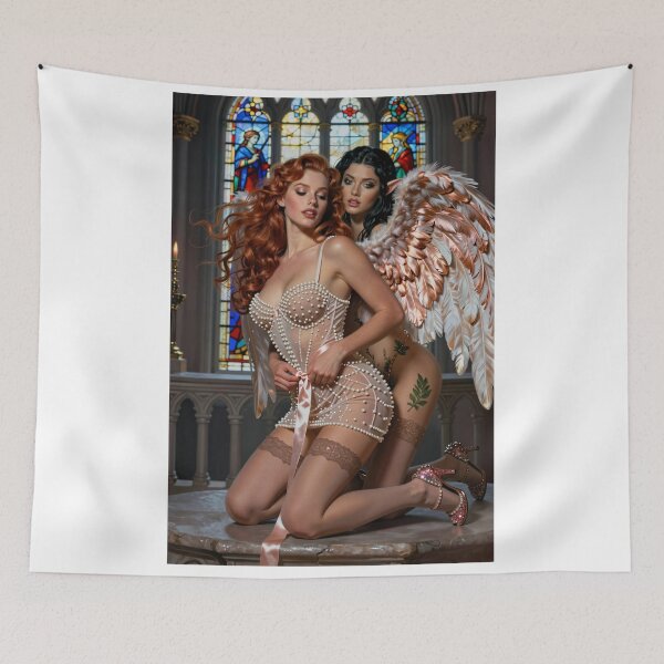 Item preview, Two elves with wings in cathedral designed and sold by CathryneDelamort.