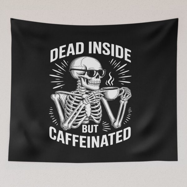 Item preview, Dead Inside But Caffeinated Halloween Funny Skeleton Coffee designed and sold by katherintration.