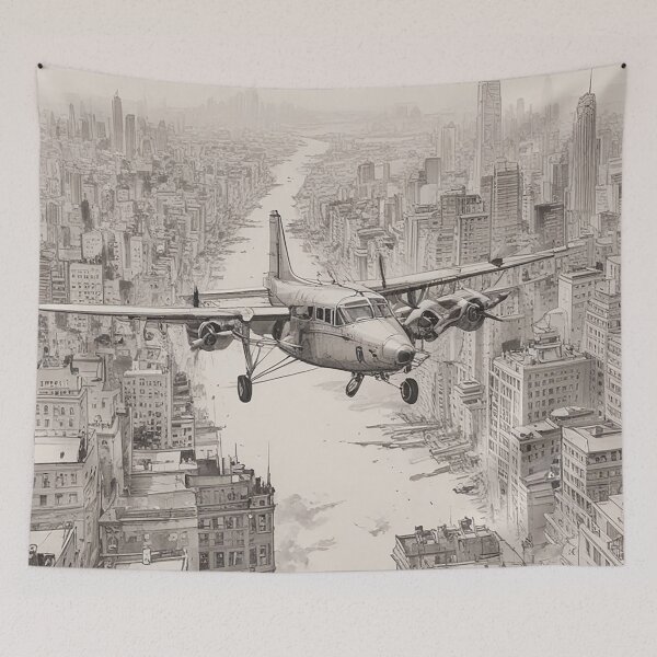 Item preview, Aeroplane Flying Over City Digital Print Design designed and sold by imanshu.