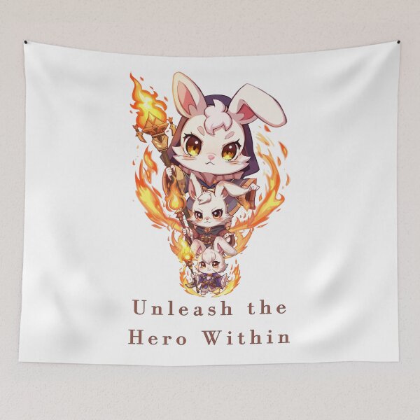 Item preview, Kael – Flame-Born Rabbit Monk | Cute Chibi Fire Mage Character designed and sold by Monzora.