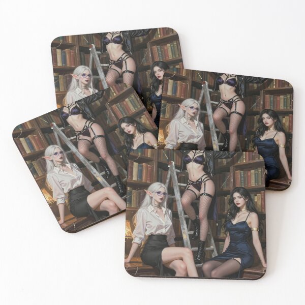 Item preview, Three stylish elves in a library setting designed and sold by CathryneDelamort.