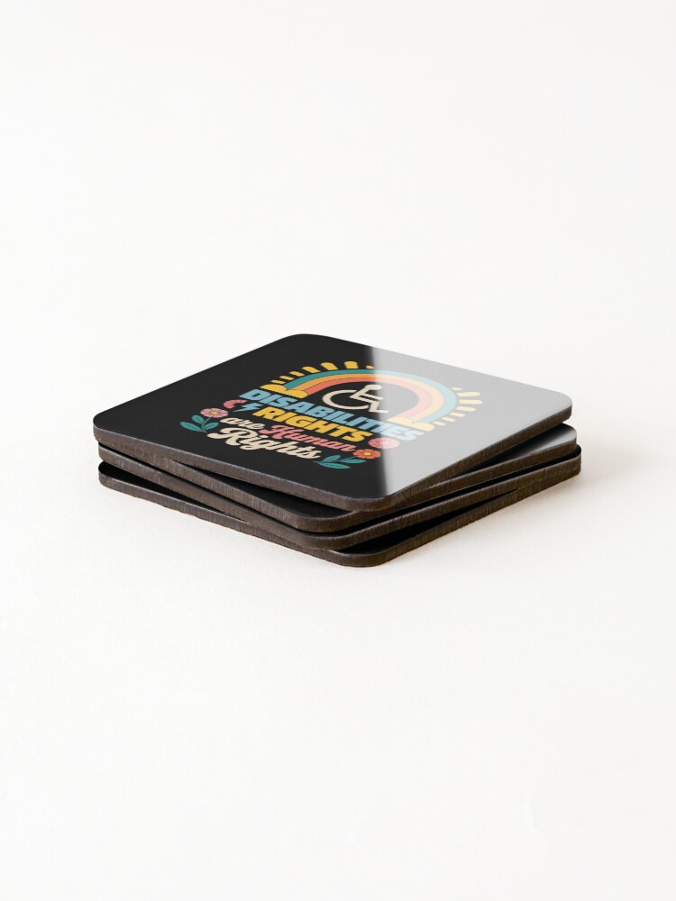 Thumbnail 4 of 5, Coasters (Set of 4), Disabilities Rights are Human Rights designed and sold by katherintration.