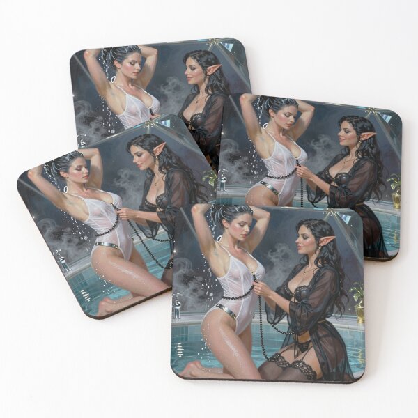 Item preview, Two elves in a starlit pool scene designed and sold by CathryneDelamort.