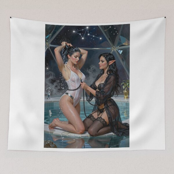 Item preview, Two elves in a starlit pool scene designed and sold by CathryneDelamort.