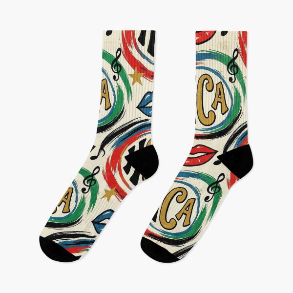 Item preview, Retro Pop Art Music Pattern - HCA Monogram with Lips and Vinyl Vibes designed and sold by Hen-C-Art.
