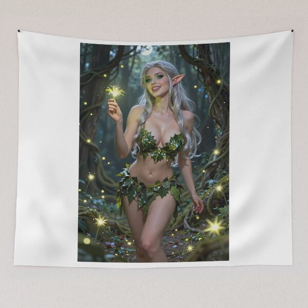 Item preview, Silver elf woman with glowing flower designed and sold by CathryneDelamort.