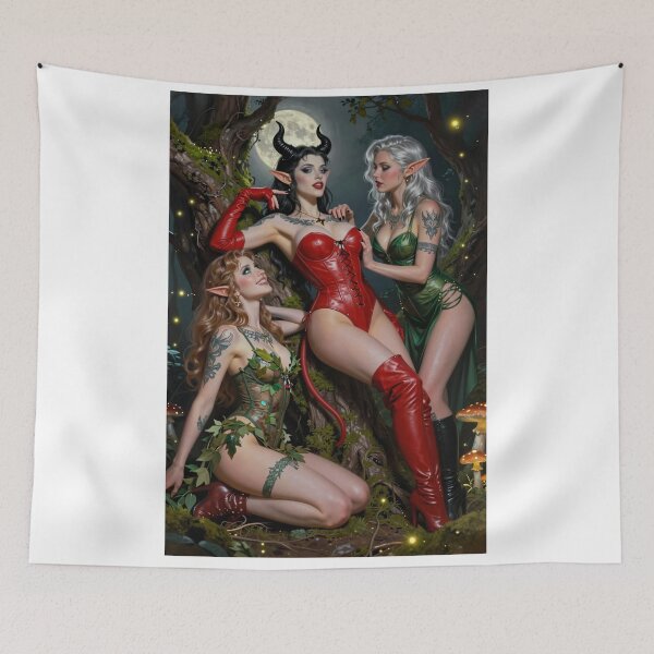 Item preview, Three elves in forest moonlight designed and sold by CathryneDelamort.