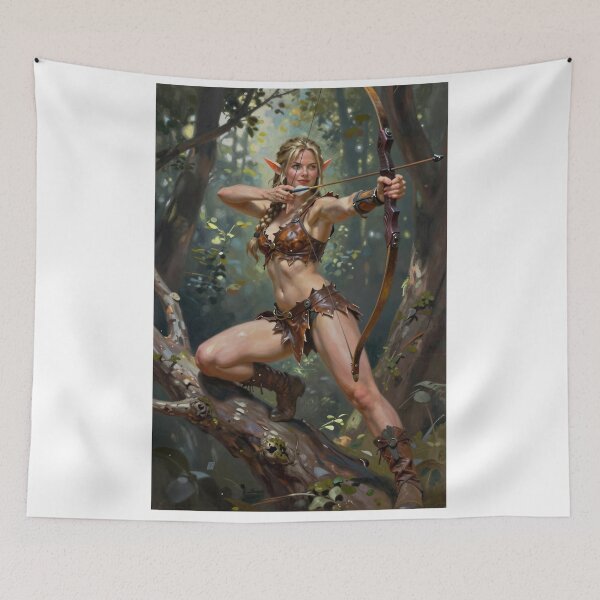 Item preview, Elf Archer Woman Forest Bow Arrow Elves designed and sold by CathryneDelamort.