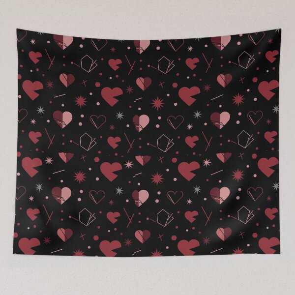 Item preview, Gothic Valentine’s Day Seamless Pattern – Hearts & Stars on Black designed and sold by Fandom Universe.