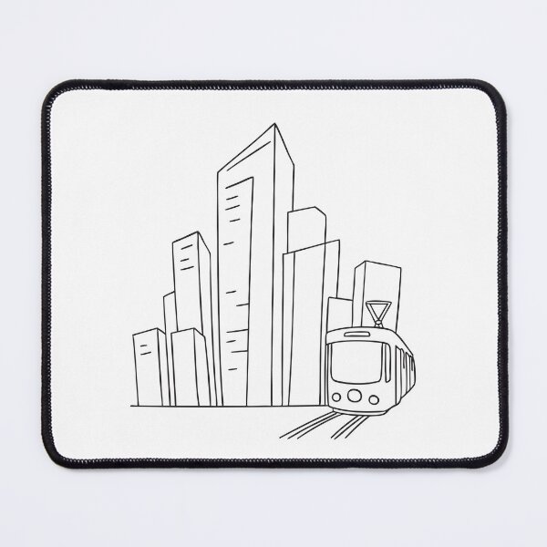 Item preview, A tram passing behind tall buildings designed and sold by rasagamastore.