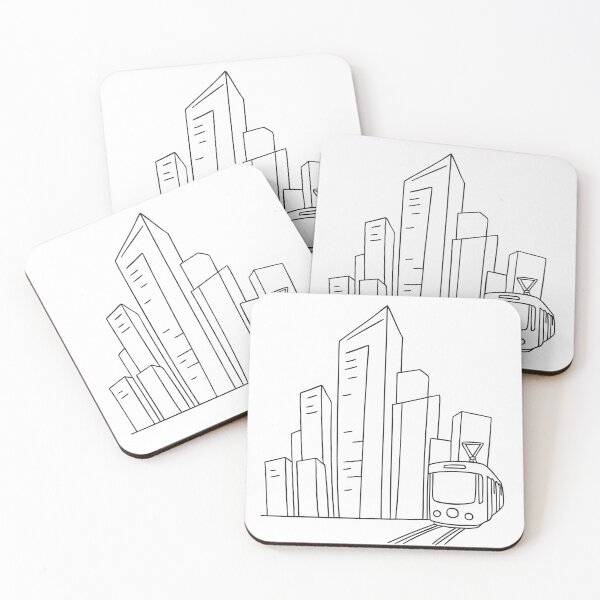 Item preview, A tram passing behind tall buildings   designed and sold by rasagamastore.