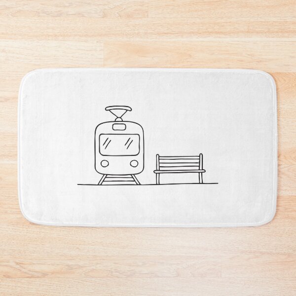 Item preview, A tram with cable stopping beside a waiting bench   designed and sold by rasagamastore.