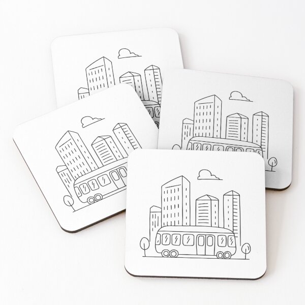 Item preview, A tram passing behind tall buildings   designed and sold by rasagamastore.