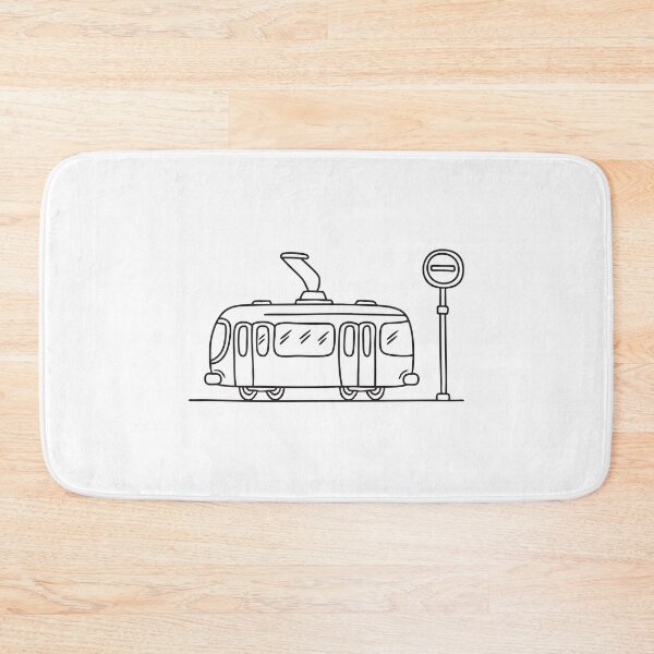 Item preview, A tram with side view standing beside a street sign designed and sold by rasagamastore.