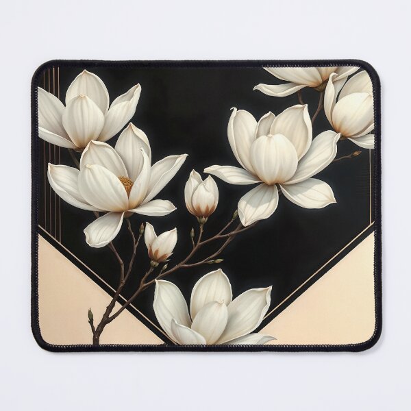 Item preview, White Magnolia Flowers, Abstract Black and Beige artwork designed and sold by SolaoLab.