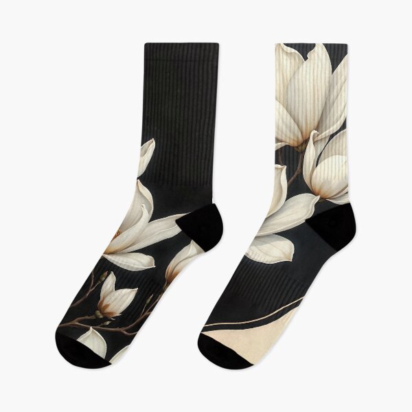 Item preview, White Magnolia Flowers, Abstract Black and Beige artwork designed and sold by SolaoLab.