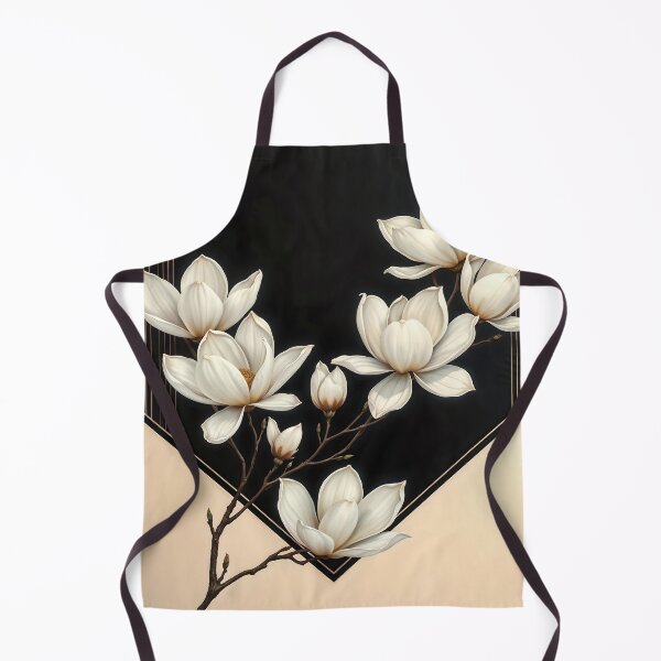 Item preview, White Magnolia Flowers, Abstract Black and Beige artwork designed and sold by SolaoLab.