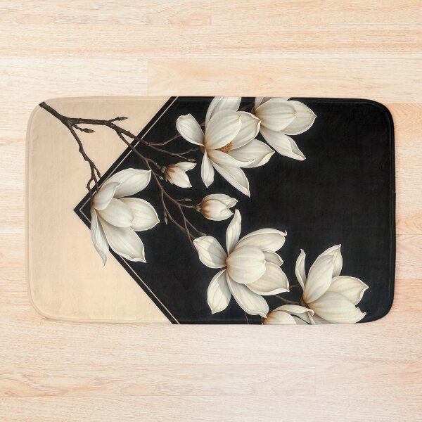 Item preview, White Magnolia Flowers, Abstract Black and Beige artwork designed and sold by SolaoLab.