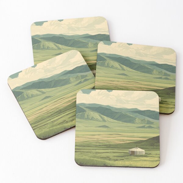 Item preview, Minimalist Mongolian Steppe Landscape with Ger designed and sold by ChinzorigBAY.