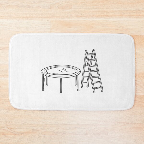 Item preview, A trampoline placed beside a folding ladder   designed and sold by rasagamastore.