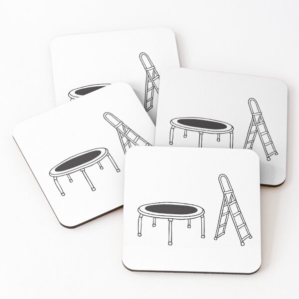 Item preview, A trampoline standing next to a collapsible ladder   designed and sold by rasagamastore.