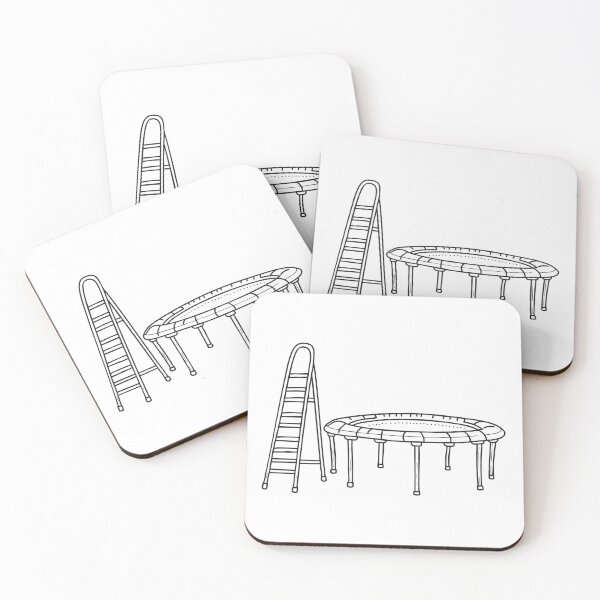 Item preview, A trampoline lying beside a foldable step ladder   designed and sold by rasagamastore.