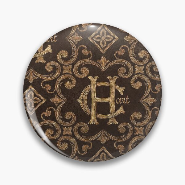 Item preview, Vintage Monogram 'H' - Antique Leather & Gold Filigree Pattern designed and sold by Hen-C-Art.