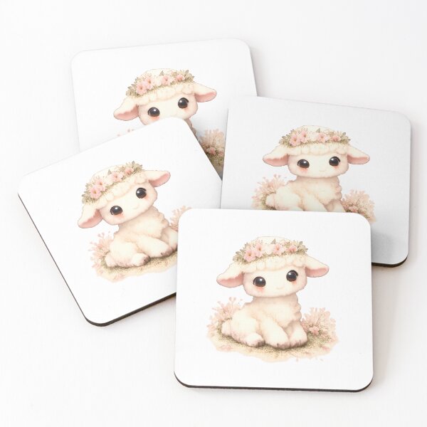 Item preview, Kawaii Floral Lamb – Soft Pastel Cute Art designed and sold by kimkosovo.