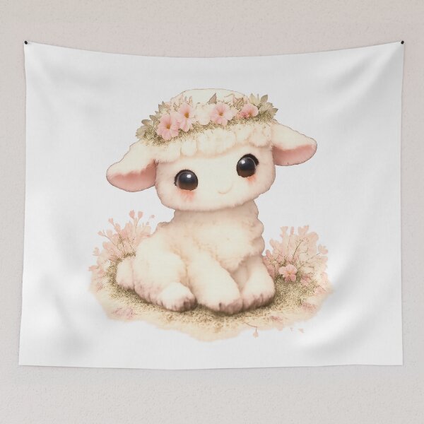 Item preview, Kawaii Floral Lamb – Soft Pastel Cute Art designed and sold by kimkosovo.