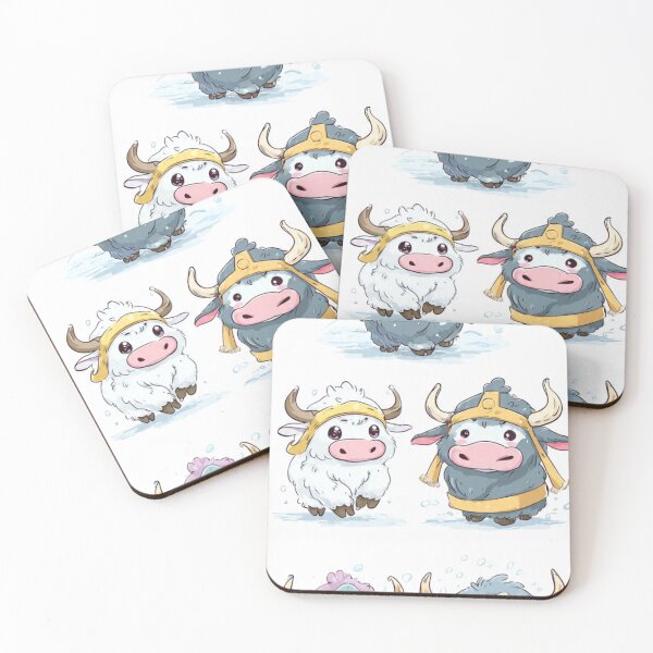 Item preview, Cute Yaks Wearing Traditional Mongolian Hats designed and sold by ChinzorigBAY.