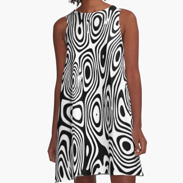 Hippy Psychedelic. Black and White. A-Line Dress