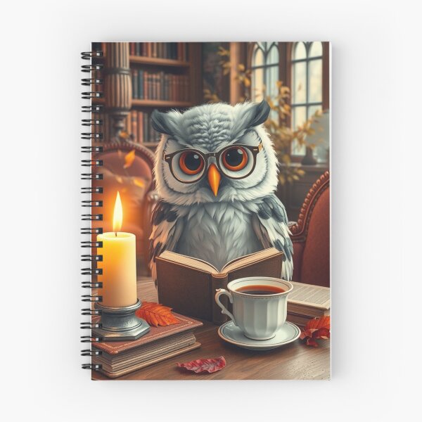 Item preview, Autumn Night Reading Owl – Cozy Book Lover Illustration designed and sold by ArmaanArts.