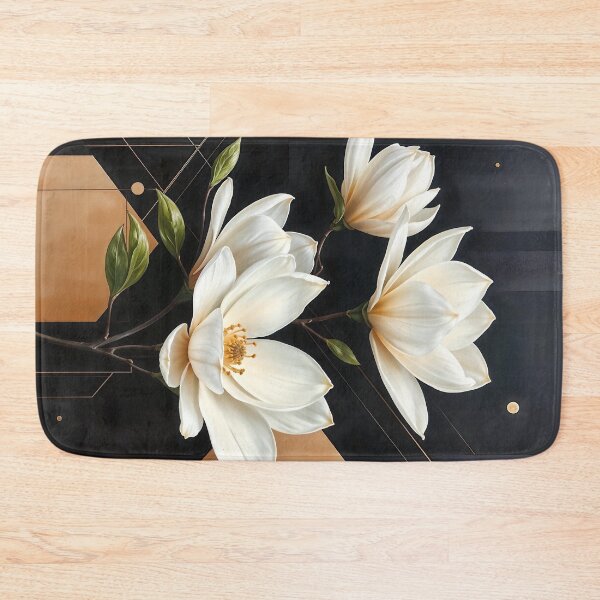 Item preview, White Magnolia Flowers, Abstract Black and Beige artwork designed and sold by SolaoLab.