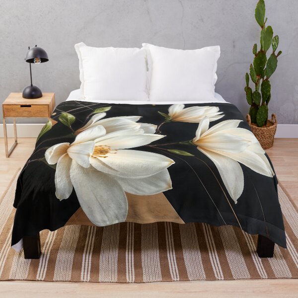 Item preview, White Magnolia Flowers, Abstract Black and Beige artwork designed and sold by SolaoLab.