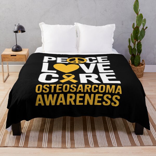 Item preview, Osteosarcoma Awareness Peace Love Cure Yellow Ribbon Cancer designed and sold by repconomArt.