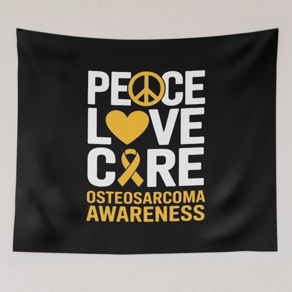 Item preview, Osteosarcoma Awareness Peace Love Cure Yellow Ribbon Cancer designed and sold by repconomArt.