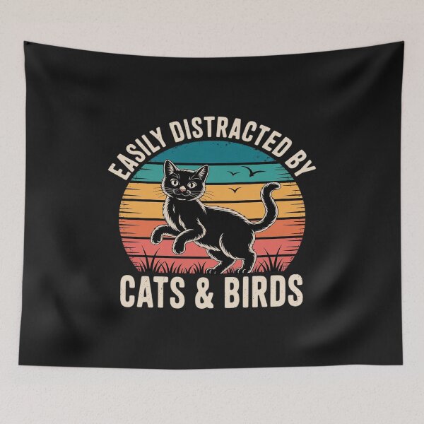 Item preview, Easily Distracted By Cats And Birds Funny Bird And Cat Lover designed and sold by GaryBellcvbnb.