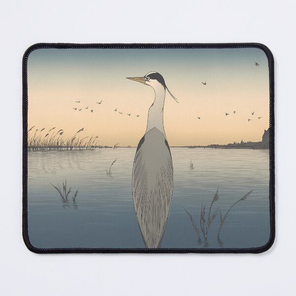Item preview, Grey Heron in Still Waters designed and sold by Ukiyo Aviary.